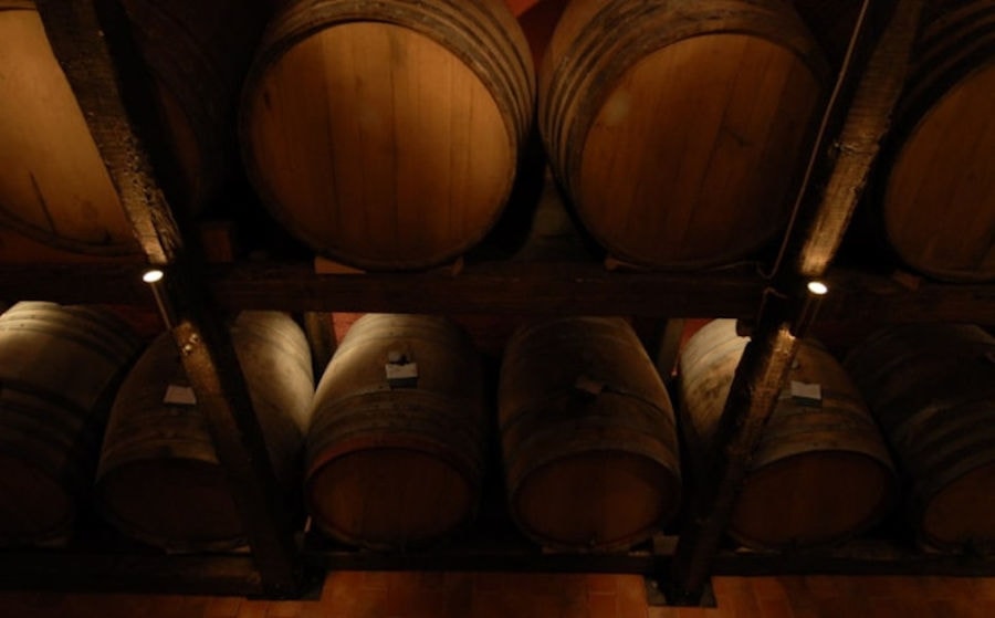 wine wooden barrels in 'Koutsoyannopoulos Wine Museum' cellar